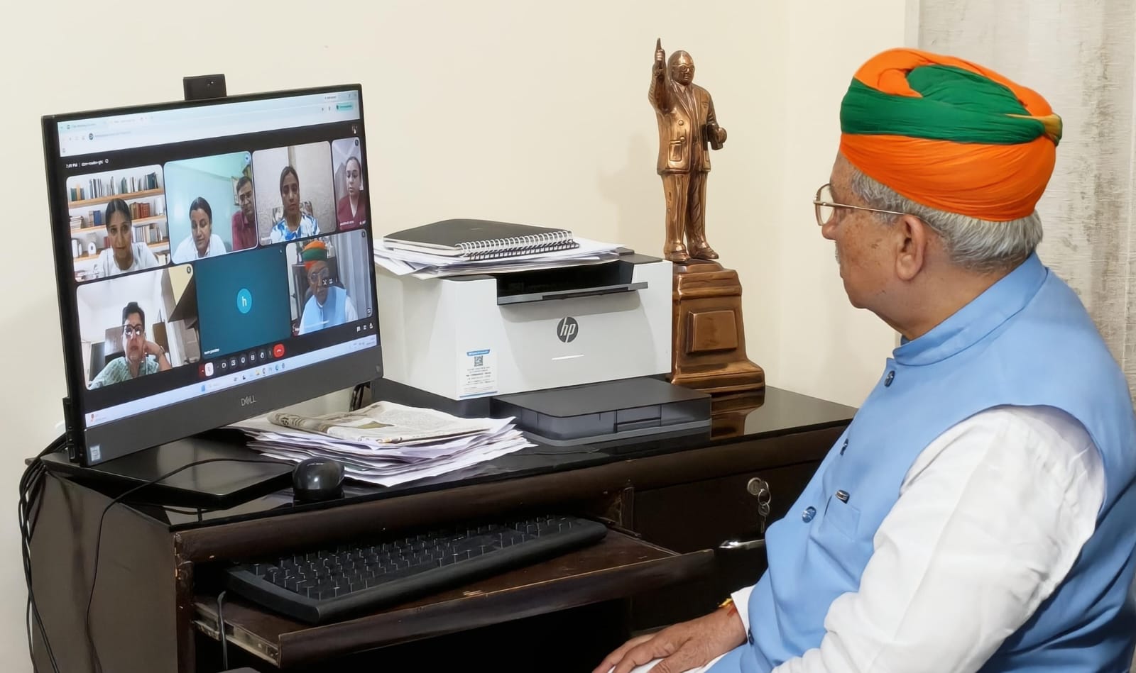 केंद्रीय मंत्री मेघवाल वर्चुअल बैठक से जुड़े,भर्ती प्रसूताओं के स्वास्थ्य पर की चर्चा,